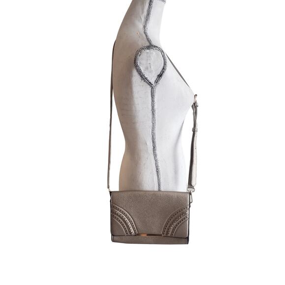 Women's Gold/Gray Metallic Faux Leather Crossbody Bag - Picture 1 of 6